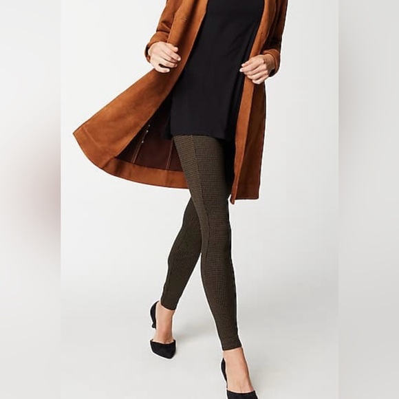 J. Jill Ponte Leggings in Black and Brown Houndstooth Size Medium Dark Academia - Picture 1 of 9